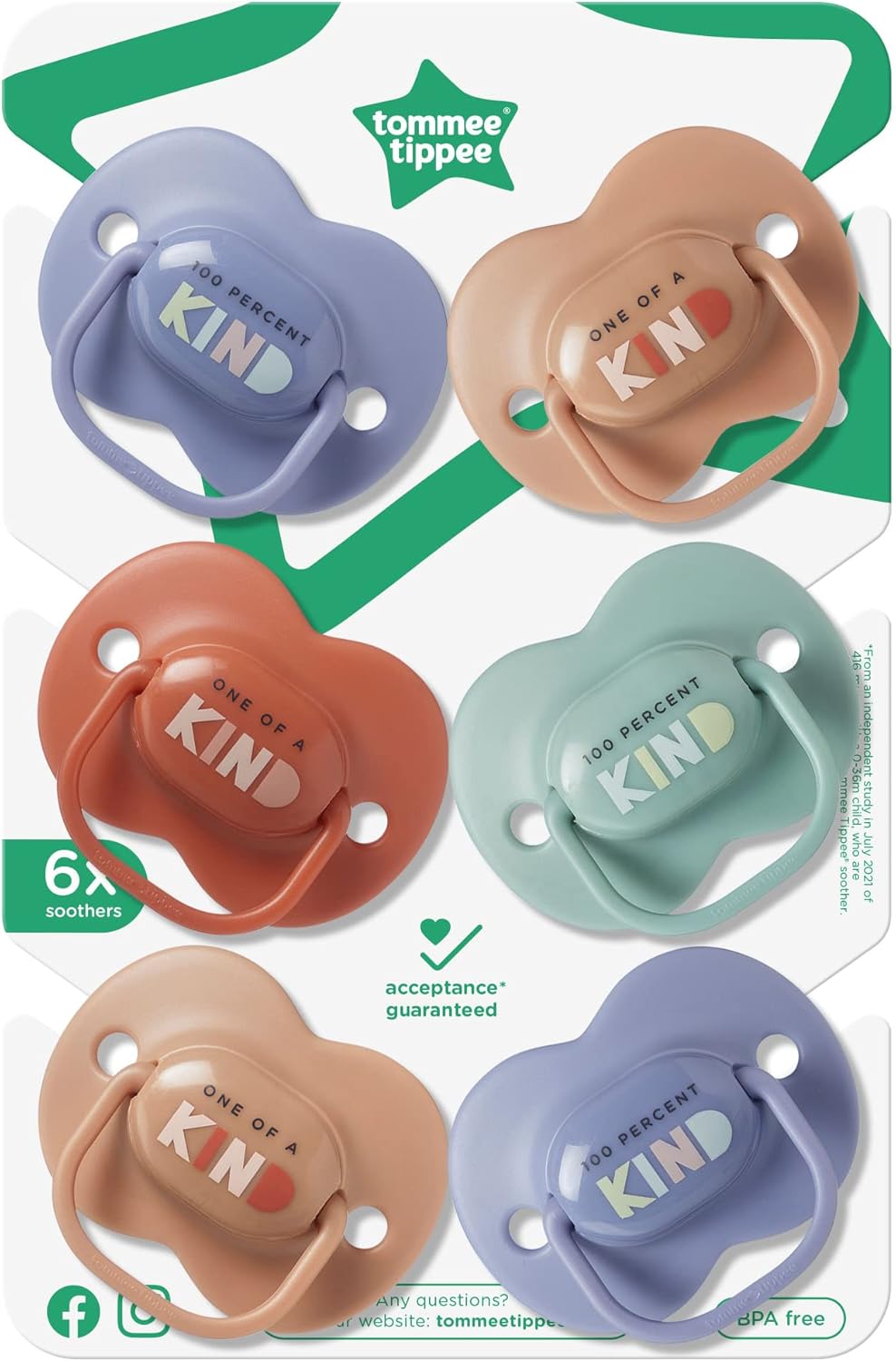 Tommee Tippee Manequins Anytime, design ortodôntico simétrico, bolsa de silicone sem BPA, 18-36 m, pacote de 6 manequins