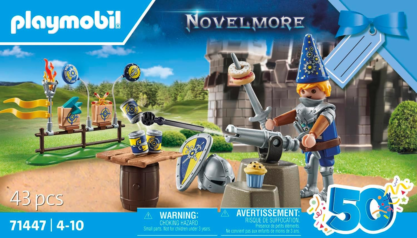 Playmobil  71447 Novelmore: Aniversário do Cavaleiro, celebração cheia de ação com o Príncipe Arwynn, duelos e acessórios emocionantes, encenação divertida e imaginativa, conjuntos de jogos artísticos adequados para crianças a partir de 4 anos