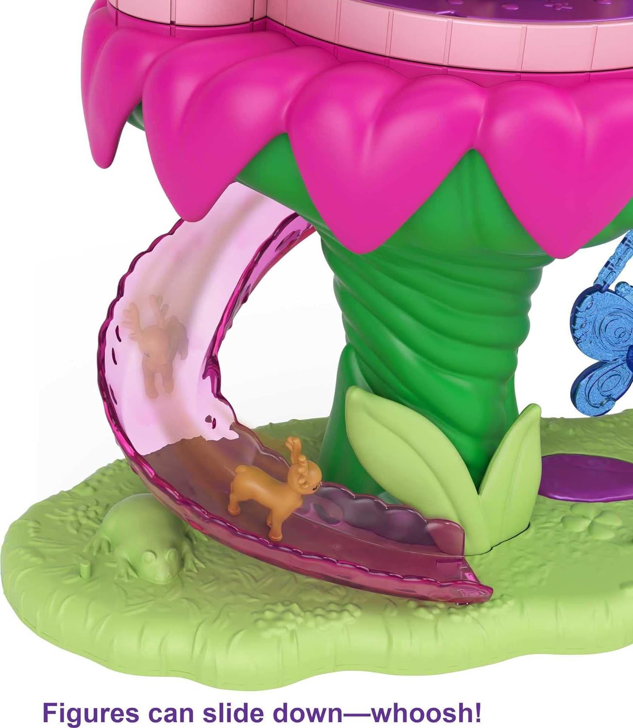 Polly Pocket Rainbow Funland Fairy Flight Ride Playset, bonecas Polly & Friend, 15 acessórios, recurso dispensador para surpresas, ótimo presente para maiores de 4 anos