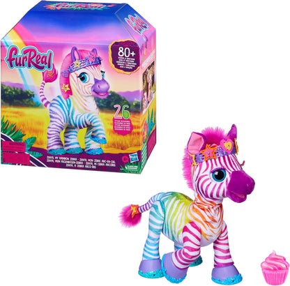 Brinquedo FurReal Zenya My Rainbow Zebra, brinquedos interativos para animais de estimação para meninas e meninos de 4 anos e mais