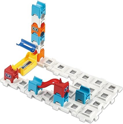 VTech Marble Rush Juego de construcción y caja de almacenamiento, juego de construcción para niños, 5 canicas y 62 piezas de construcción, pista de canicas con lanzador, juguete de construcción, juego de pistas para mayores de 4, 5 y 6 años