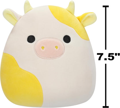 Squishmallows SQCR05402 7,5 polegadas-Bodie A vaca amarela e branca, multicolor