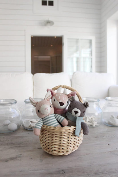 ThreadBear Design  Finbar The Hare Rabbit malha boneca de brinquedo macio ideia de presente para bebês e crianças pequenas - promova brincadeiras sensoriais e imaginativas e reconhecimento de toque a partir de 0+