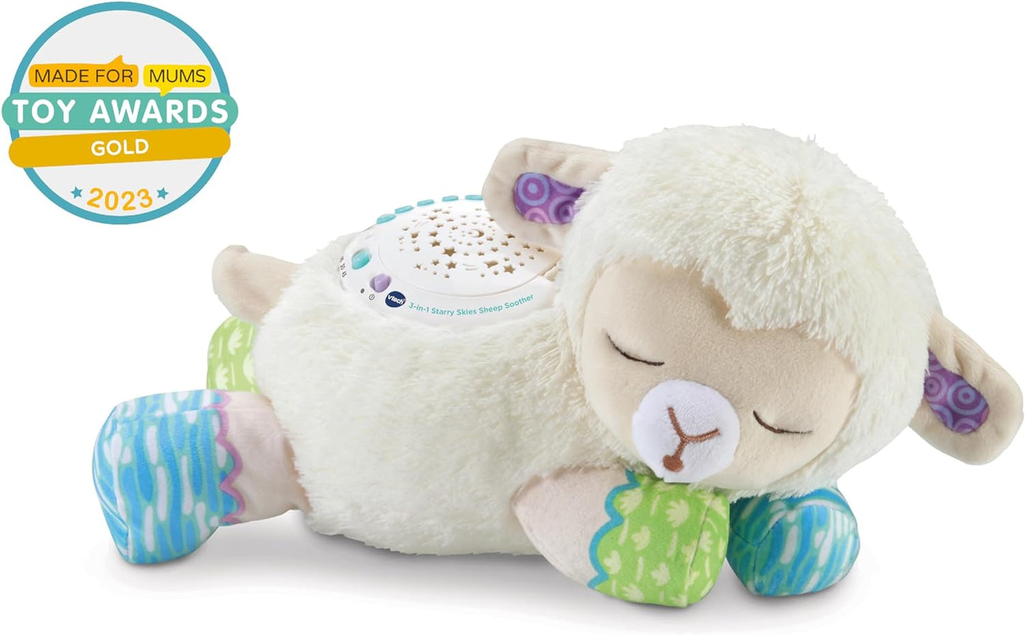 VTech Chupete 3 en 1 Oveja Cielo Estrellado, Juguete Suave para Bebé con Proyector de Luz Nocturna, Sonidos de la Naturaleza, Ruido Blanco y Música, Regalo para Bebés 0, 3, 6, 12 Meses+, Versión en Inglés