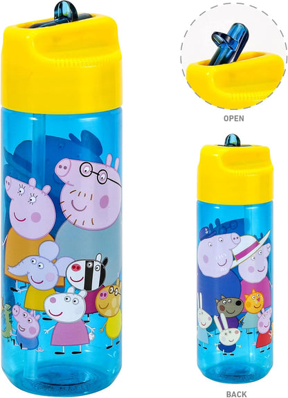 Zawadi Global Conjunto de lancheira infantil Peppa Pig Kids - lancheira isolada, lancheira com vários compartimentos e garrafa de água de 540 ml - conjunto de comida para almoço de viagem escolar,