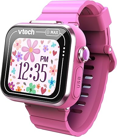 VTech KidiZoom Smart Watch Max, relógio para crianças com jogos, câmera dupla para fotos e selfies, 8 jogos, pedômetro, tela colorida, efeitos engraçados e muito mais, para bebês de 4, 5, 6, 7 anos ou mais, azul