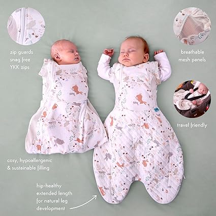 PurFlo Swaddle para saco de dormir | Saco de dormir transpirable para recién nacido que crece con su bebé | Envolver los brazos hacia adentro o hacia afuera | Cadera sana | 0-4 meses | Saco de dormir de 2,5 tog para todas las estaciones.