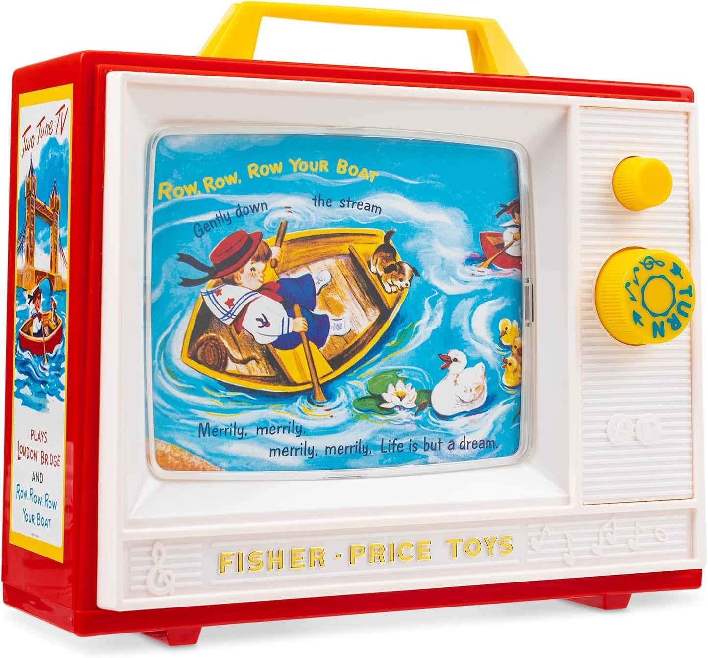 Fisher Price Clássicos | Televisão de duas melodias | Brinquedo musical para TV, brinquedo sonoro para educação infantil, canções infantis e imagens de rolagem, estimula os sentidos e incentiva a criatividade, maiores de 2 anos