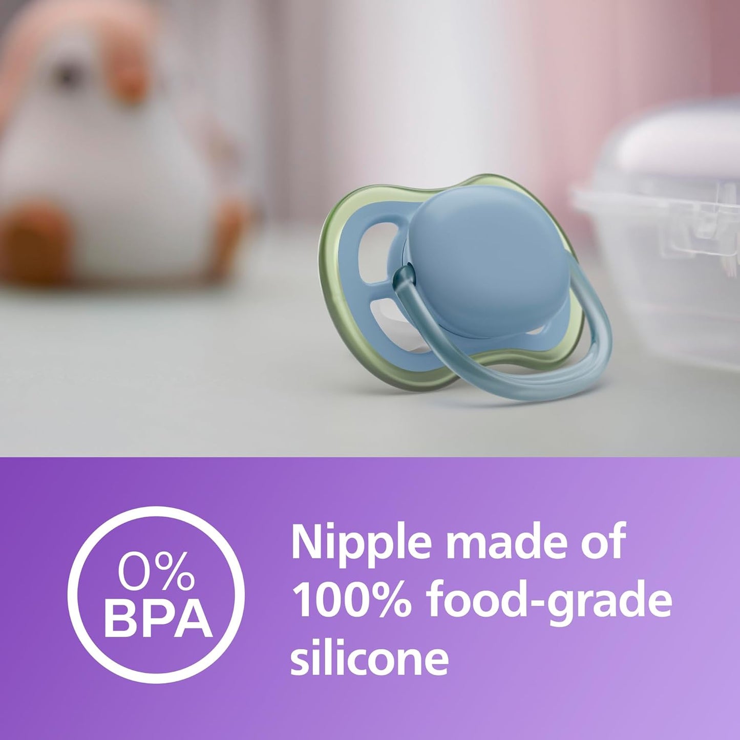 Philips Avent Chupetas Ultra Air, chupetas leves e respiráveis para bebês de 0 a 6 meses, sem BPA, com estojo de transporte esterilizador, pacote com 2