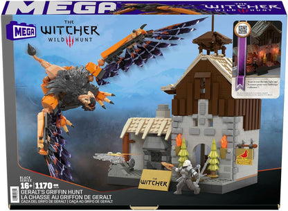 MEGA Brinquedos de construção The Witcher para adultos, Geralt's Griffin Hunt com 1170 peças, 1 microfigura de ação e acessórios, para colecionadores