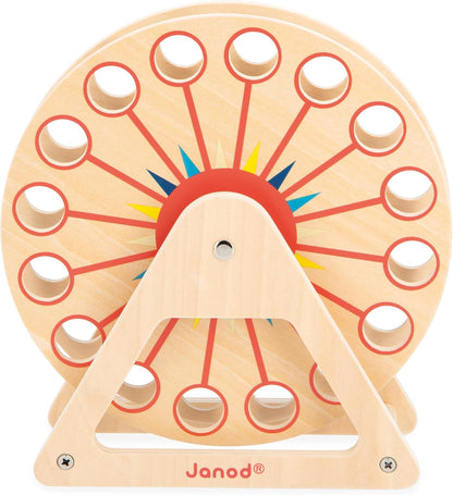 Janod - Roda Gigante de Madeira Applepop - Jogo Infantil - 1 Roda Gigante + 16 Peças - Desenvolve Reflexão e Concentração - Brinquedo de Madeira FSC - 5 Anos +,