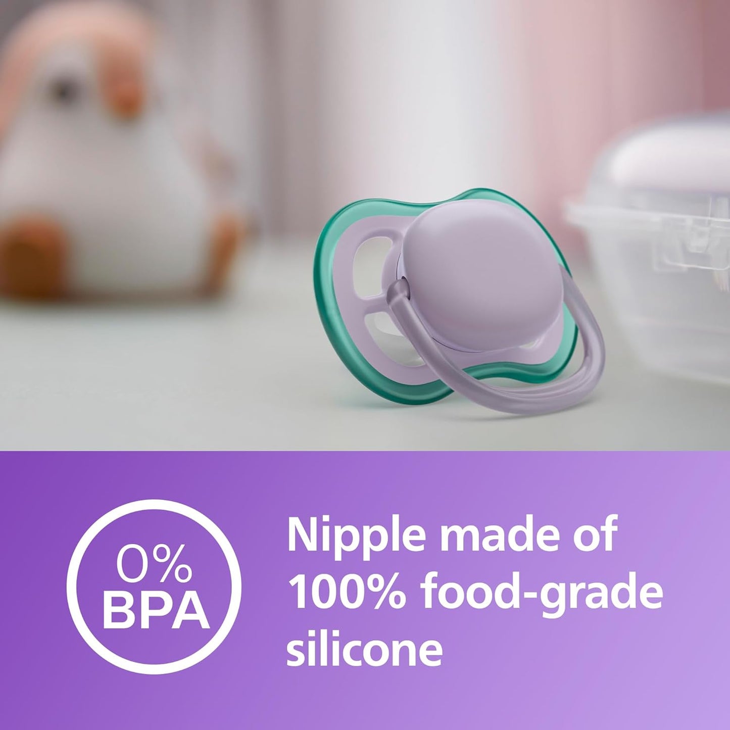 Philips Avent Chupetas Ultra Air, chupetas leves e respiráveis para bebês de 0 a 6 meses, sem BPA, com estojo de transporte para esterilizador, pacote com 2, modelo SCF085/24