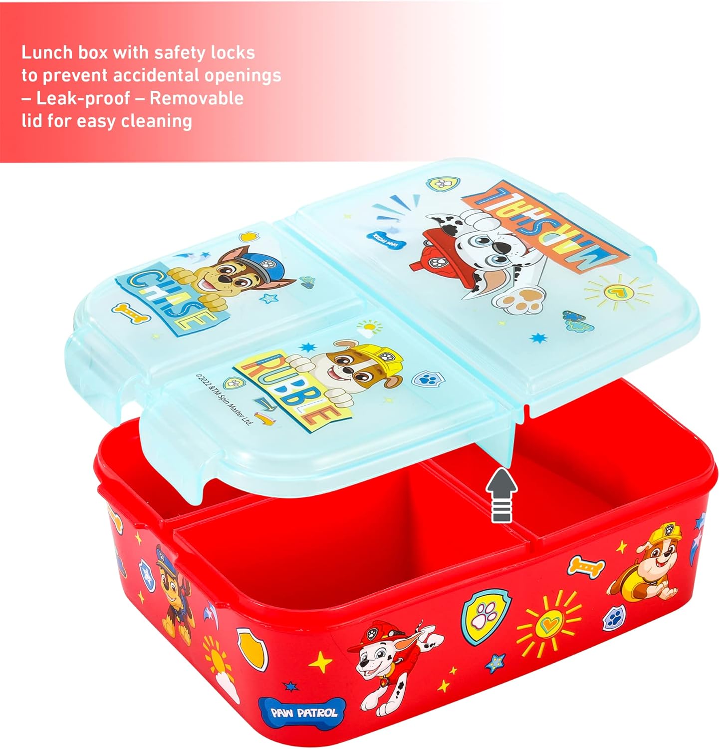 Zawadi Global Conjunto de lancheira infantil Paw Patrol Kids - lancheira isolada, lancheira com vários compartimentos e garrafa de água de 540 ml - conjunto de comida para almoço de viagem escolar, sem BPA