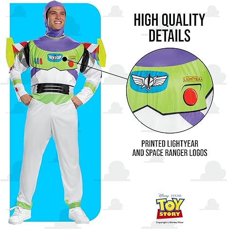 DISGUISE Fantasia oficial clássica oficial da Disney Buzz Lightyear para adulto, fantasia de Toy Story para adulto