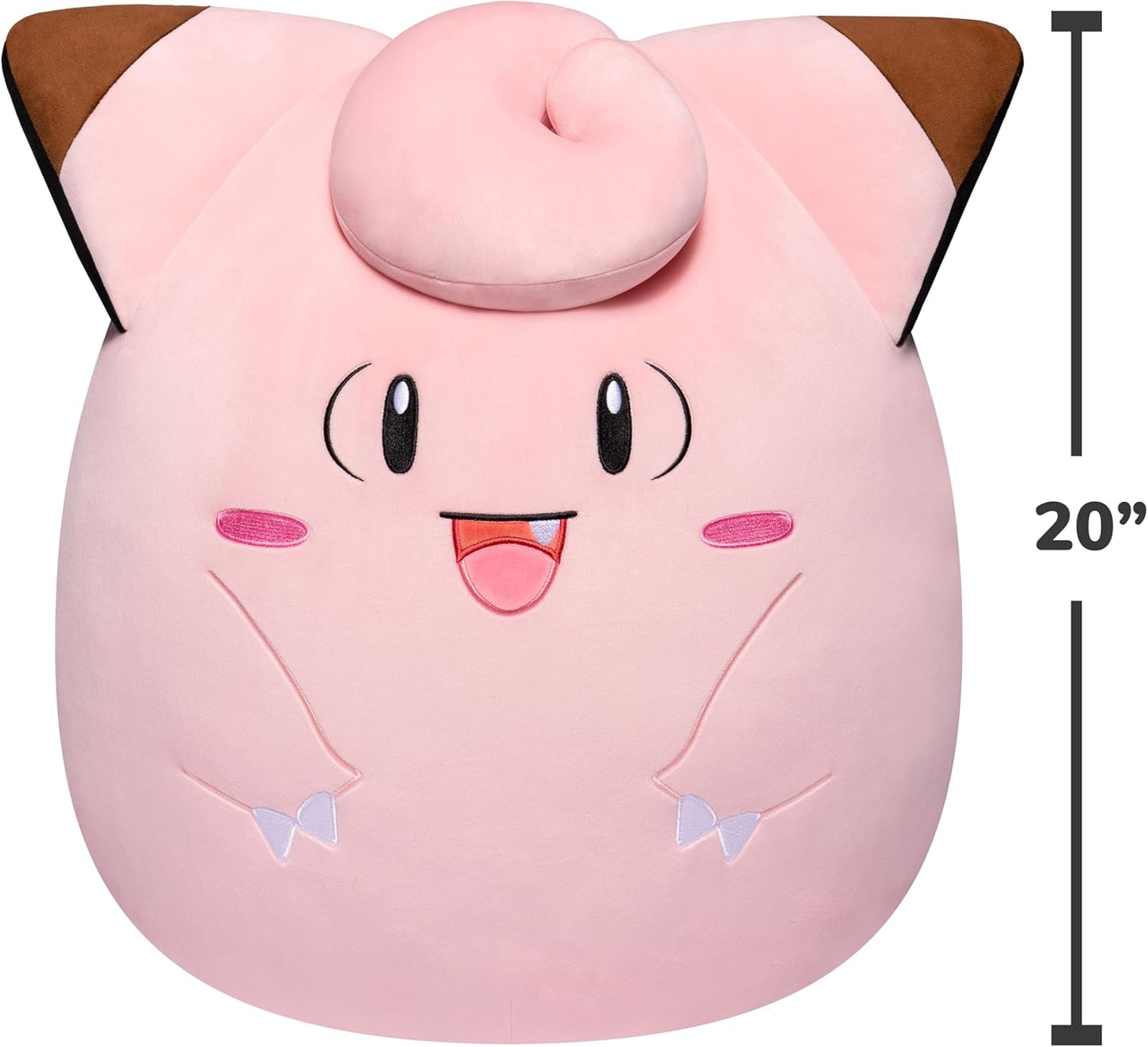 SQUISHMALLOWS SQPK00048 20 polegadas Adicione Clefairy ao seu esquadrão, Jumbo de pelúcia ultramacio, brinquedo de pelúcia Kelly oficial, multicolorido