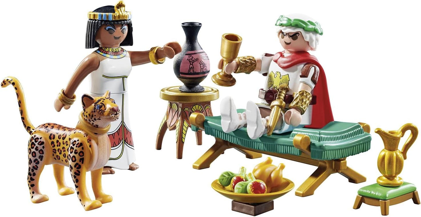 Playmobil 71270 Asterix: César e Cleópatra com leopardo, bonecos de coleção, colecionadores e leques de asterix, dramatização divertida e imaginativa, conjuntos de jogos adequados para crianças de 5 anos ou mais