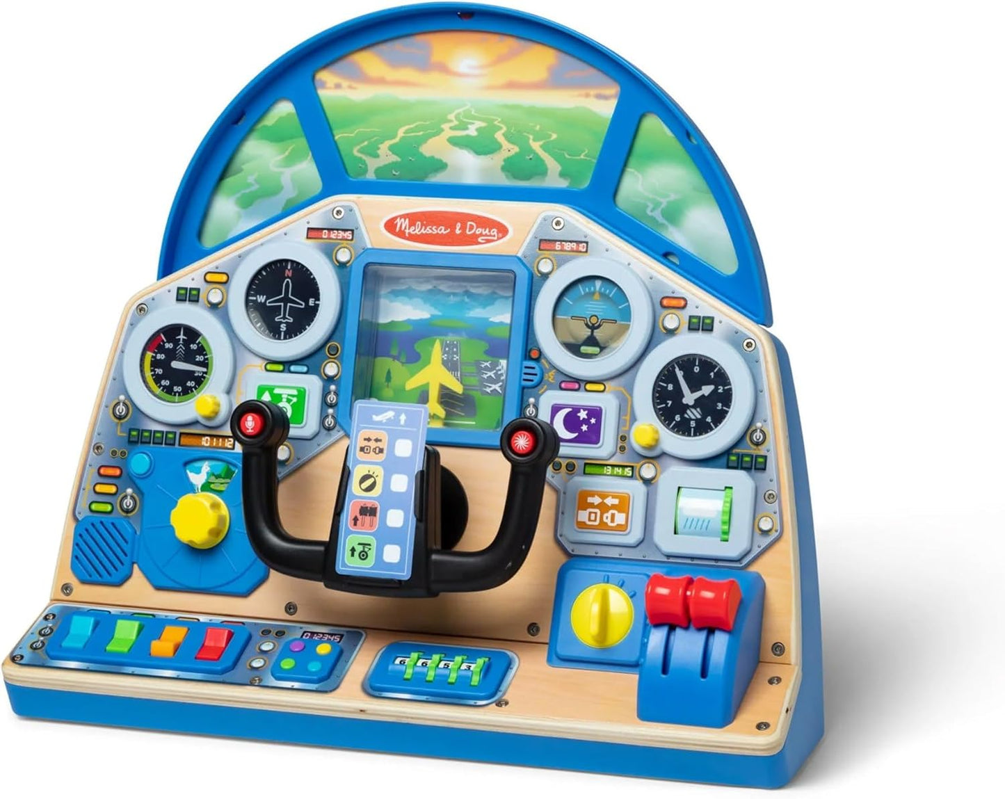 Melissa & Doug Painel interativo Jet Pilot, quadro ocupado, presentes para meninos e meninas de 3 anos, atividades de avião para crianças, brinquedo de avião, brinquedo simulador de avião