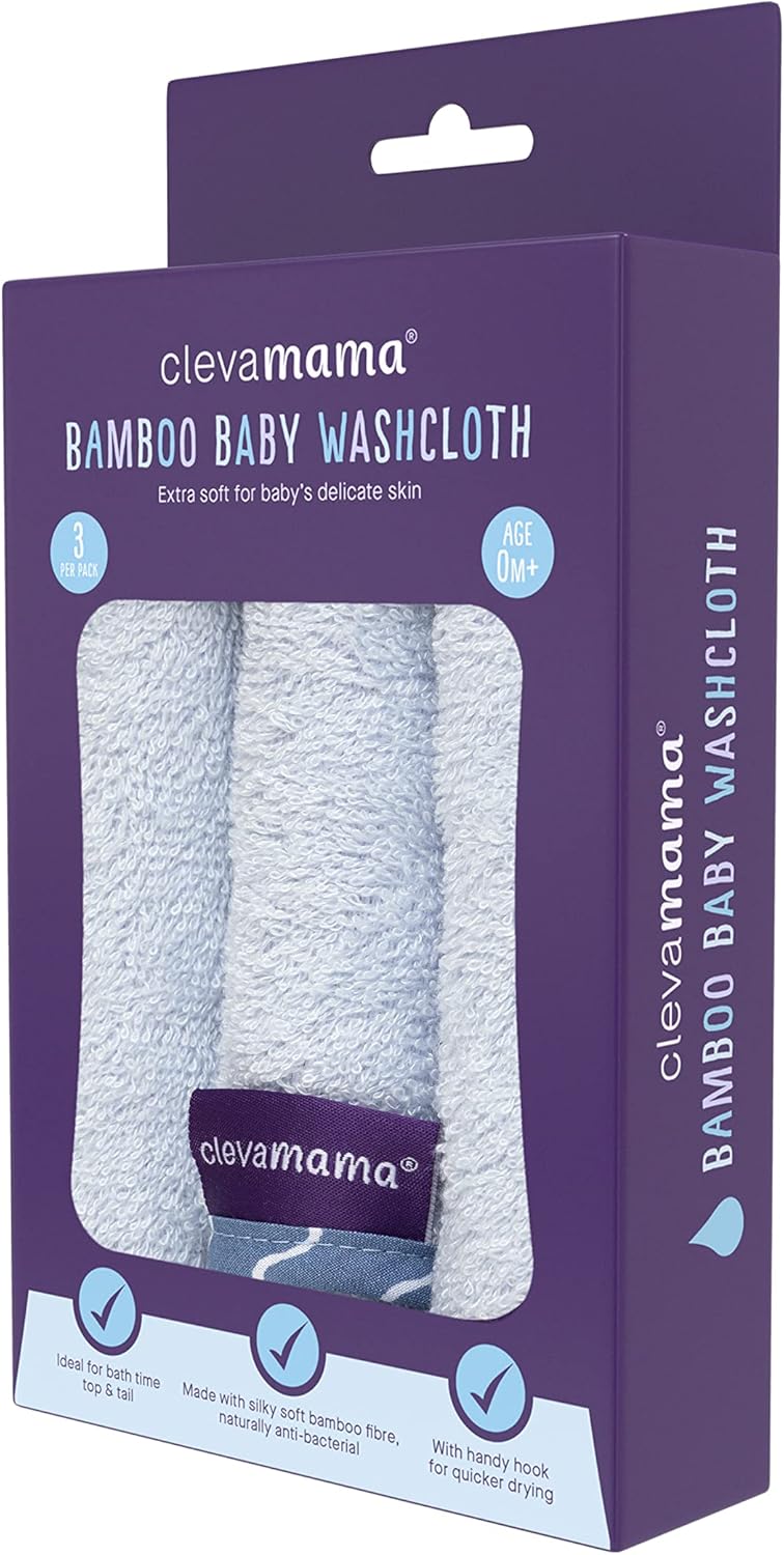 ClevaMama Toalla facial de bambú para bebé, ultra suave y absorbente, hecha de bambú y algodón, juego (paquete de 3) - Rosa