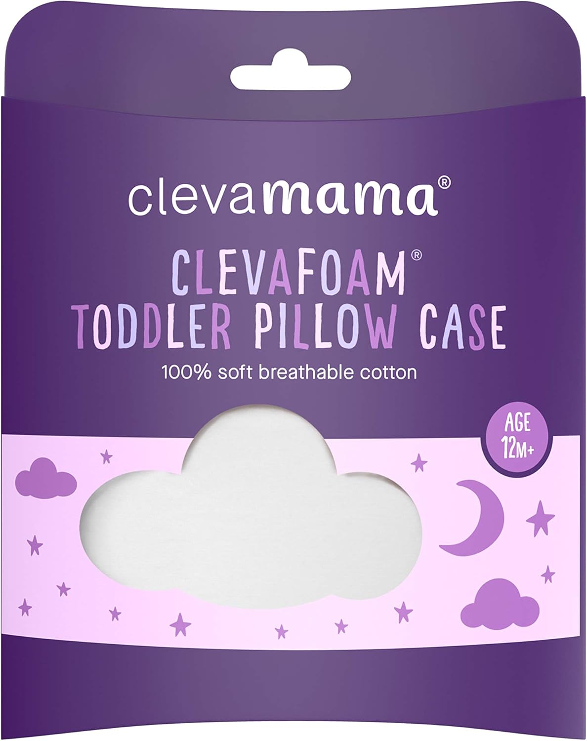 ClevaMama Funda de almohada infantil de recambio en suave jersey 100% algodón - blanco, 35x55cm