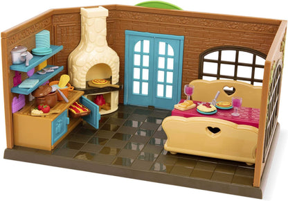 Li'l Woodzeez WZ6730Z Playset – Conjunto de restaurante Pass-The-Pasta com comida e móveis – Brinquedos e presentes para crianças a partir de 3 anos