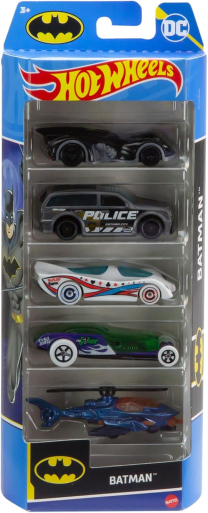 Hot Wheels Carros de brinquedo em escala 1:64, conjunto de 5 veículos com tema do Batman, HXD61