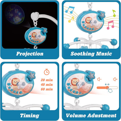 Amybenton Berço Móbile para Bebê com Música e Projeção - Móbile para Berço com Função de Temporização - Móbile Suspenso para Bebês - Presente para Recém-nascidos de 0 a 12 Meses