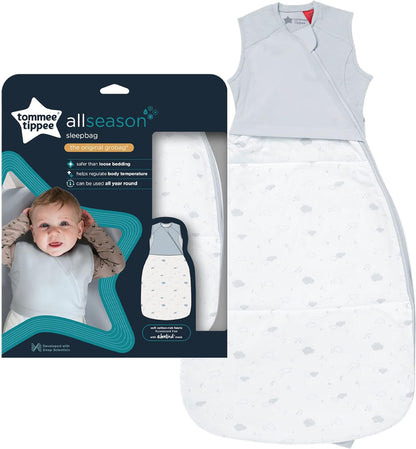 Tommee Tippee Saco de dormir para bebé para todas las estaciones, el Grobag original, desarrollado con científicos del sueño, diseño de doble cierre, saludable para las caderas, camisa suave rica en algodón y tejido de punto con aloe vera, 6-18 m