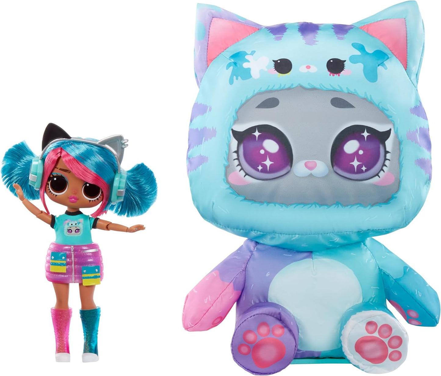 LOL. Surpresa! Fantasia de adolescente surpresa Emma Emo Fashion Doll com fantasia de animal de estimação inflável Teal Kitty e várias surpresas, incluindo modas e acessórios fabulosos - ótimo para crianças de 4 anos ou mais