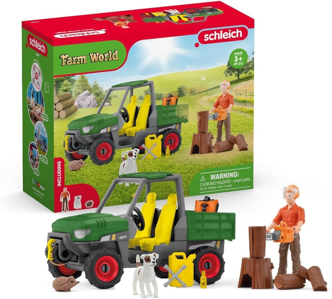 Schleich 42659 FARM WORLD Conjunto de brinquedos para trabalhar na floresta para maiores de 3 anos