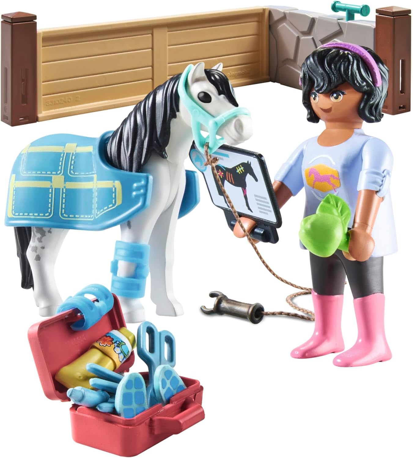 Playmobil 71497 Cavalos da Cachoeira: Horse Therapist, carinho e nutrição para os cavalos, com bandagens e guloseimas saborosas, conjuntos de jogos detalhados adequados para crianças a partir de 4 anos