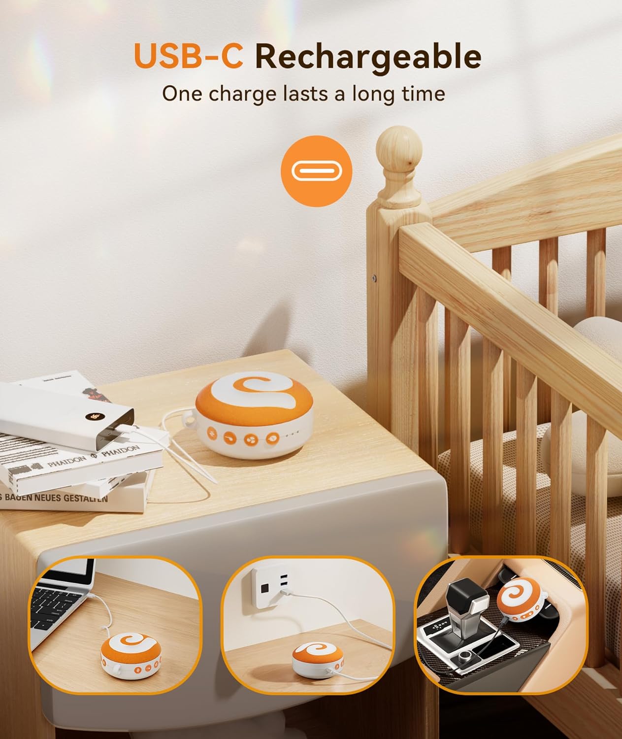 Dreamegg  Máquina de ruído branco, máquina de som portátil D11 com luz noturna para bebês, crianças e adultos, terapia de 11 sons calmantes para viagens de berçário para dormir, presente de bebê recarregável contínuo ou temporizador por USB