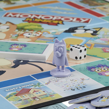 Monopoly Hasbro Gaming Monopoly Junior: Jogo de tabuleiro Bluey Edition para crianças de 5 anos ou mais, jogue como Bluey, Bingo, mamãe e papai, apresenta arte da série animada (exclusivo da Amazon)