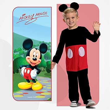 DISGUISE  Fantasia clássica oficial oficial do Mickey Mouse da Disney para crianças inclui faixa de cabeça – feita com material super macio – vestido extravagante de Halloween do Natal do Mickey Mouse para crianças e bebês tamanho S