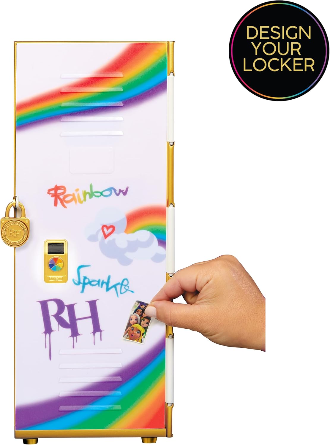 Rainbow High Design & Style – Conjunto de armário com prateleiras, cabides, acessórios e adesivos, adequado para crianças de 4 a 12 anos de idade