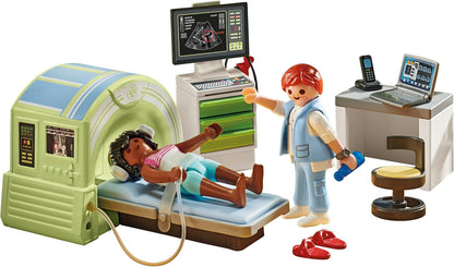 Playmobil 71618 Action Heroes: ressonância magnética com paciente, exame realista pelo radiologista, feito com mais de 80% de materiais reciclados e de base biológica, conjuntos de jogos detalhados adequados para crianças com mais de 4 anos