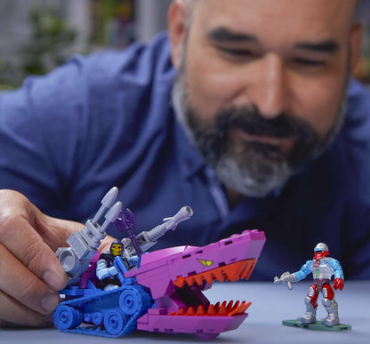 MEGA Construx Masters of the Universe Land Shark - Conjunto de veículos de ataque colecionáveis - Mandíbulas móveis - 2 micro figuras - 178 tijolos - Presente para crianças 8+