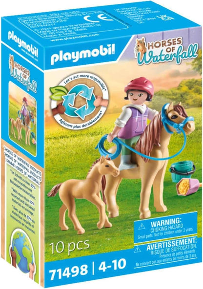 Playmobil 71498 Cavalos da Cachoeira: Criança com Pônei e Potro, brinquedo de cavalo, encenação divertida e imaginativa, conjuntos de jogos adequados para crianças de 4 anos ou mais