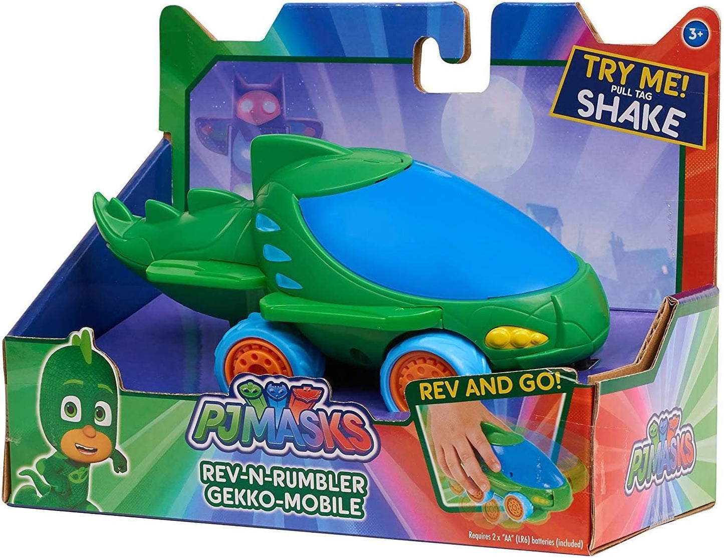 PJ Masks - Veículo de brinquedo movido a Rev-N-Rumbler Gekko-Mobile