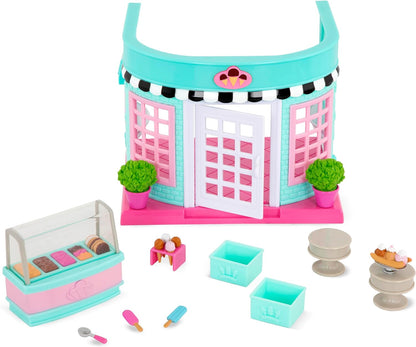 Li'l Woodzeez  WZ6735Z Playset - Sorveteria Scoops & Sprinkles - Conjunto de 18 peças - Brinquedos de família para crianças a partir de 3 anos