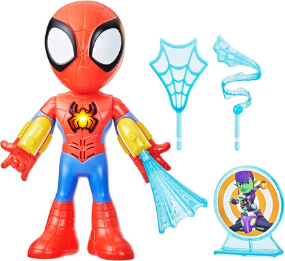 SPIDEY AND HIS AMAZING FRIENDS Marvel Electronic Suit Up Spidey, boneco de ação de 10 polegadas, brinquedos pré-escolares para crianças de 3 anos ou mais