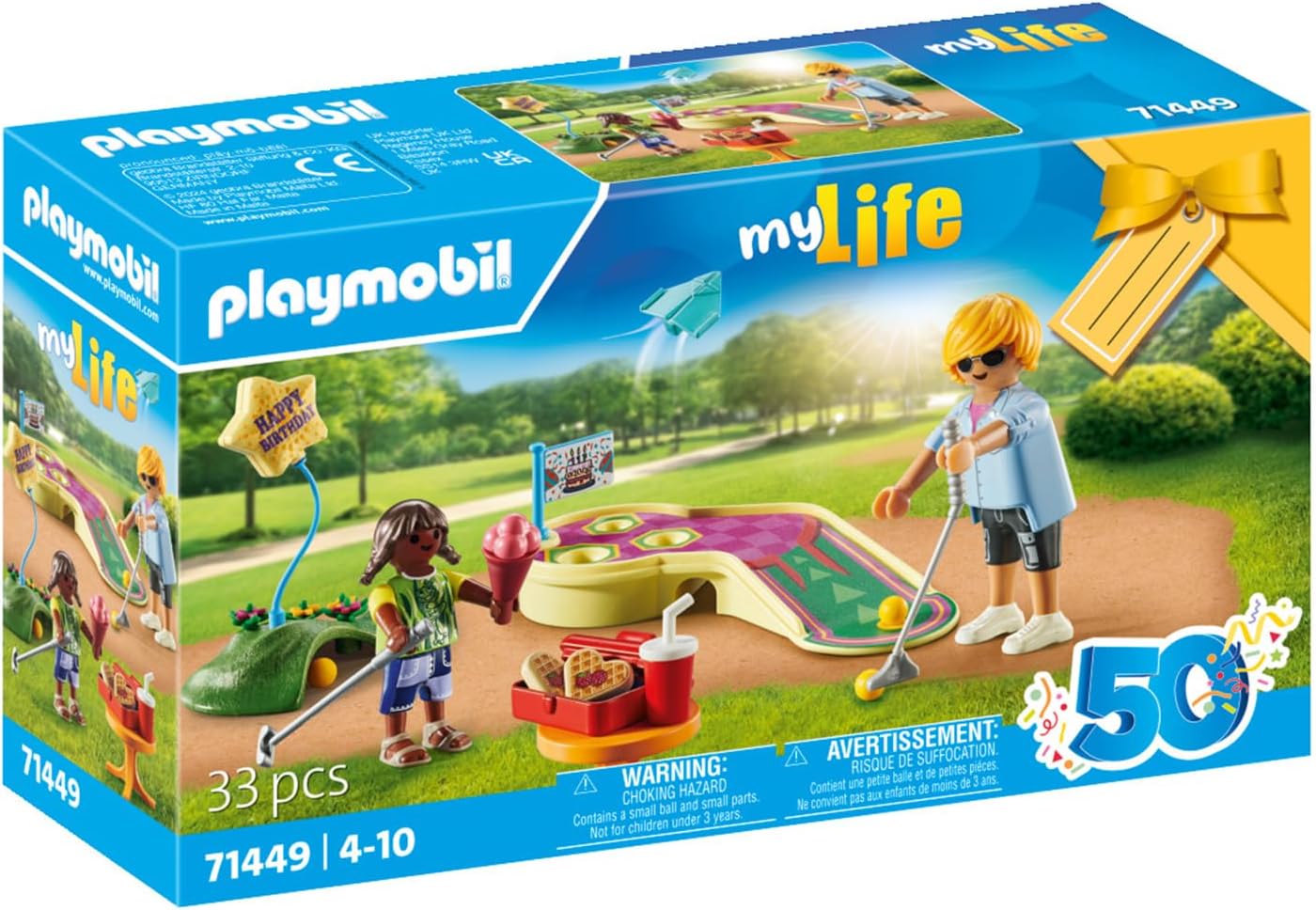 Playmobil 71449 Minha Vida: Minigolfe, uma tacada após a outra em direção ao gol, incluindo tacos de golfe, bolas e sorvetes, dramatização divertida e imaginativa, conjuntos de jogos artísticos adequados para crianças a partir de 4 anos