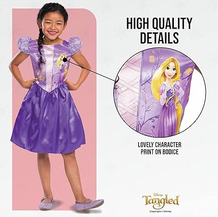 DISGUISE  Fantasia oficial de Rapunzel padrão oficial da Disney para meninas, fantasia de Rapunzel para crianças, fantasia emaranhada para meninas, fantasias de princesa para meninas, fantasias do Dia Mundial do Livro para meninas