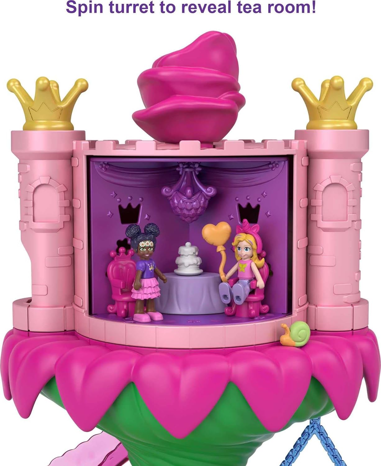 Polly Pocket Rainbow Funland Fairy Flight Ride Playset, bonecas Polly & Friend, 15 acessórios, recurso dispensador para surpresas, ótimo presente para maiores de 4 anos