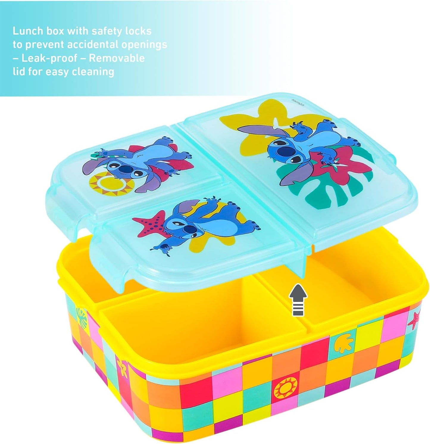 Zawadi Global Conjunto de lancheira infantil Stitch Kids - lancheira isolada, lancheira com vários compartimentos e garrafa de água de 580 ml - conjunto de comida para almoço de viagem escolar, sem BPA