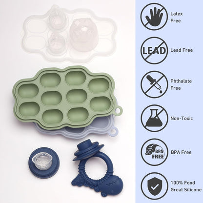 btrfe Molde de picolé de leite materno para bebê com chupeta alimentadora de frutas para bebês - btrfs Bandeja de silicone para congelar mordidinhas para bebês, recipientes de armazenamento de alimentos para dentição de crianças pequenas e alimentação