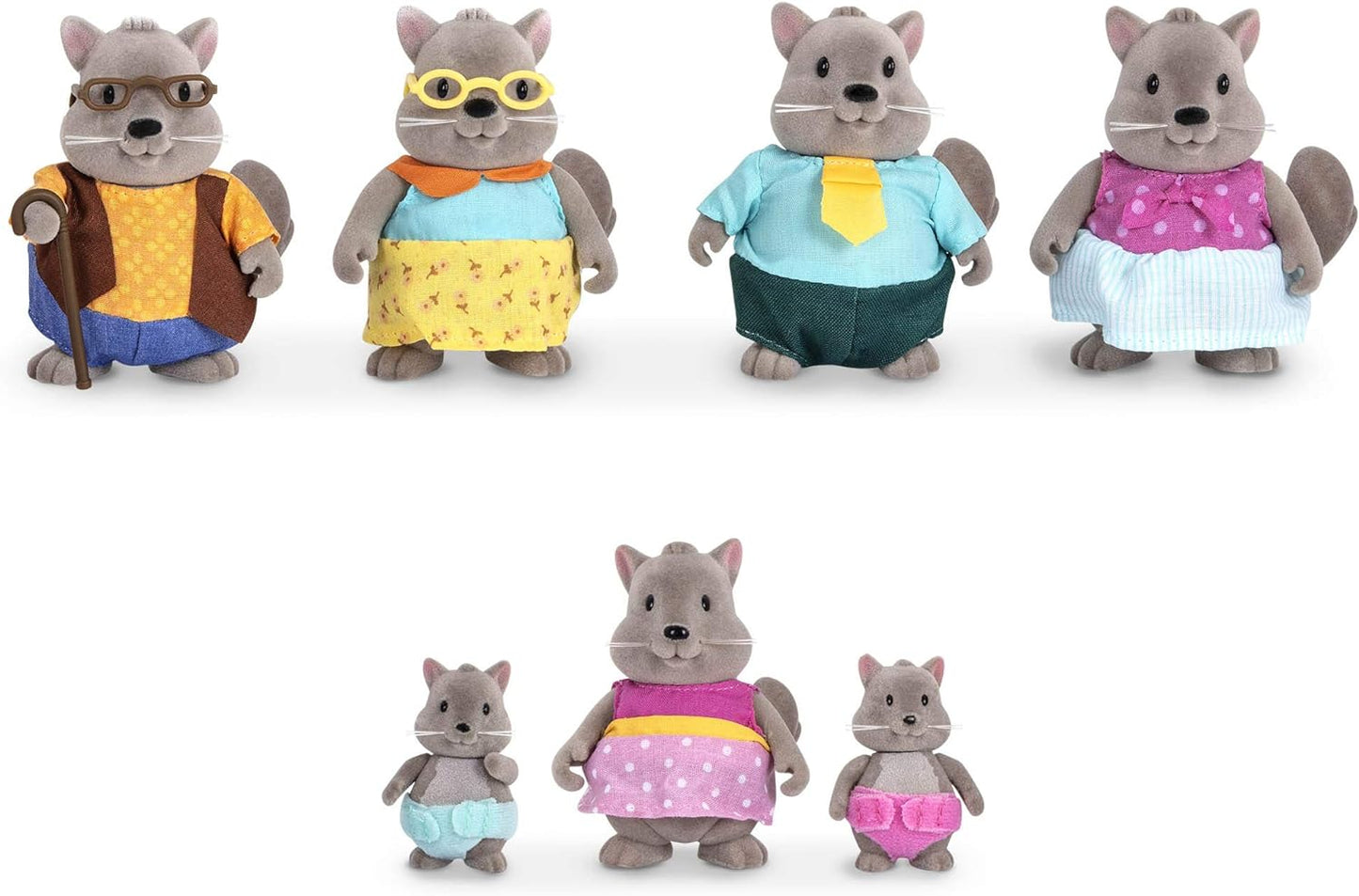 Li’l Woodzeez – Família Handydandy Mouse – Conjunto de brinquedos de 5 peças com estatuetas de animais em miniatura e livro de histórias – Brinquedos e acessórios de animais para crianças a partir de 3 anos