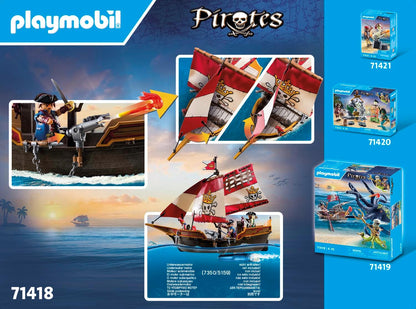 Playmobil 71418 Piratas: navio pirata, aventuras emocionantes em alto mar para crianças de 4 anos ou mais