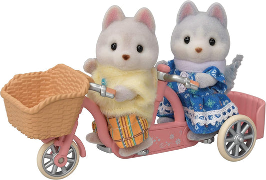 Sylvanian Families Conjunto de ciclismo tandem - Husky Sister & Brother - conjunto de casa de bonecas 5637