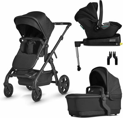 Silver Cross - Carrinho de bebê Wave simples a duplo e pacote de sistema de viagem Dream i-Size - Carrinho de bebê 2 em 1 - Buggy duplo estreito e sistema de viagem - Recém-nascido a 4 anos (22 kg) - Onyx