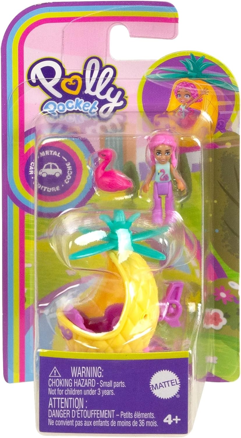 Polly Pocket Conjunto de jogo engraçado de carro de abacaxi para meninas de 4 anos ou mais